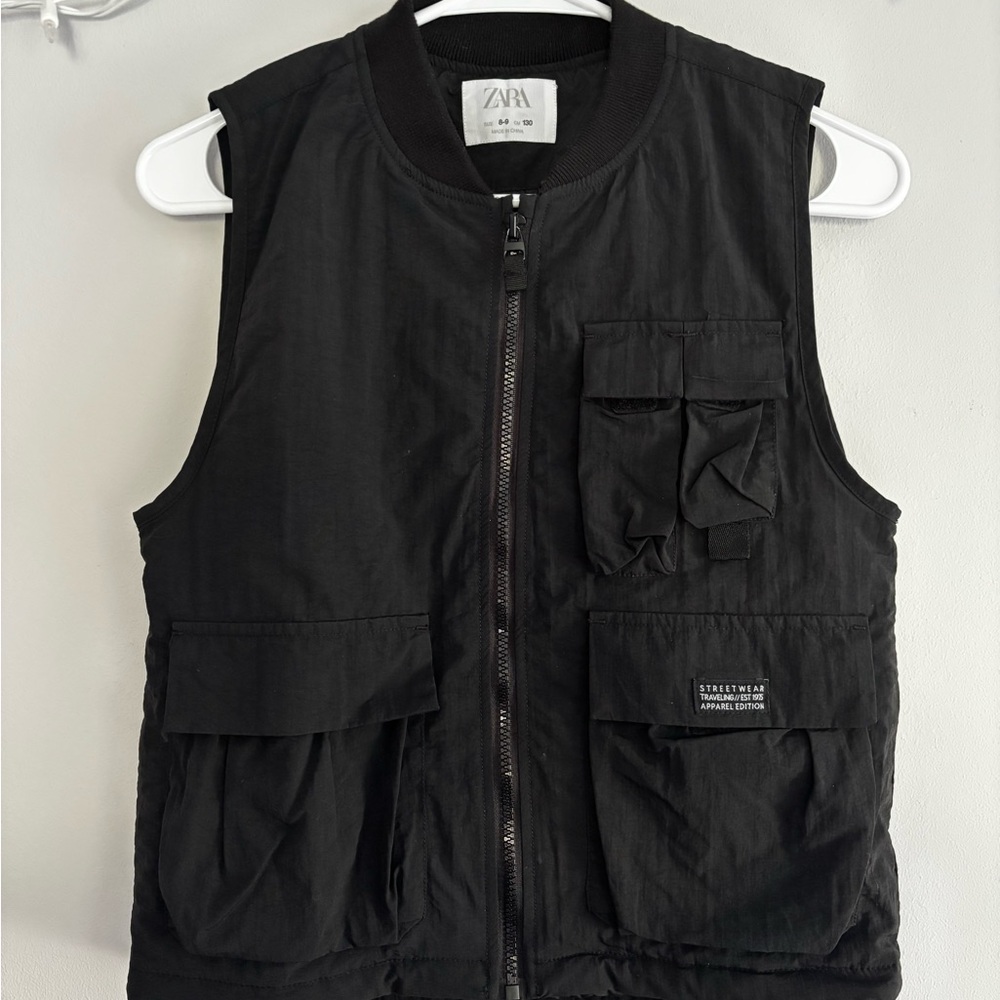 Zara Kids Black Utility Vest Size 8-9 Years